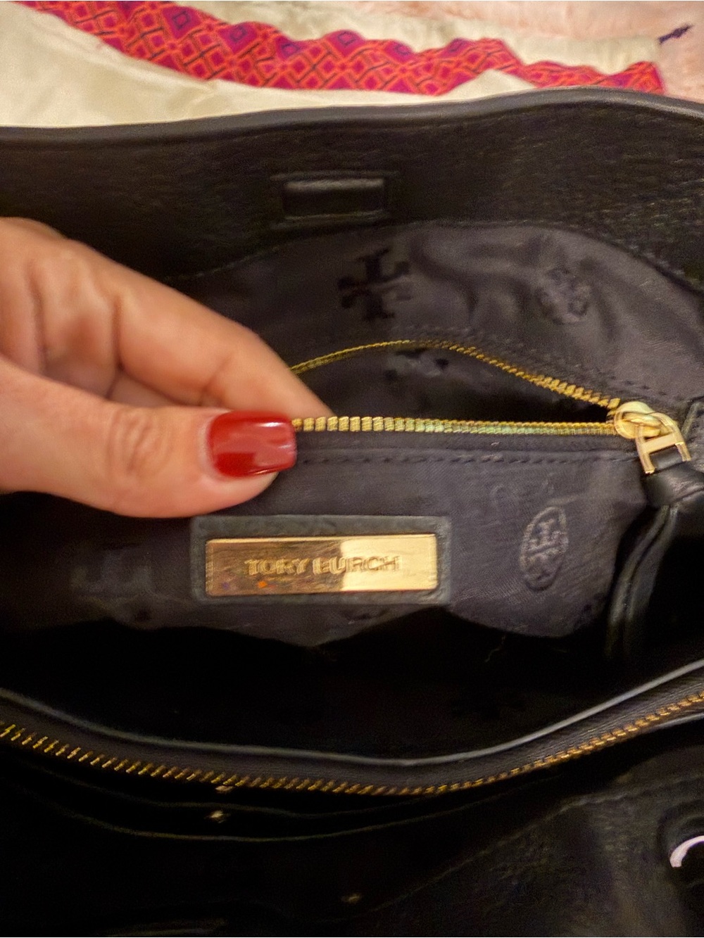 💗Tory Burch Black Leather Tote with Braided Handles - Picture 4 of 6